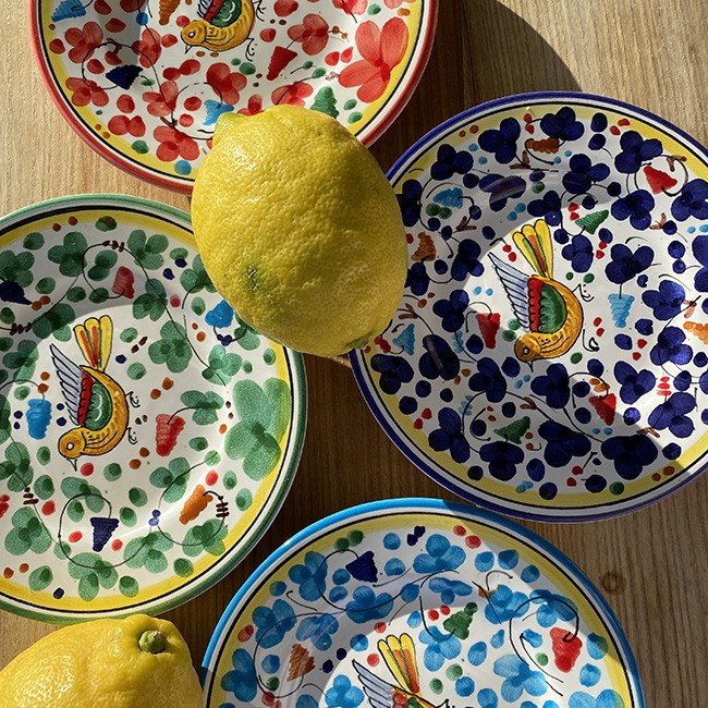 Bird Plate 20 cm Navy Blue Flowers