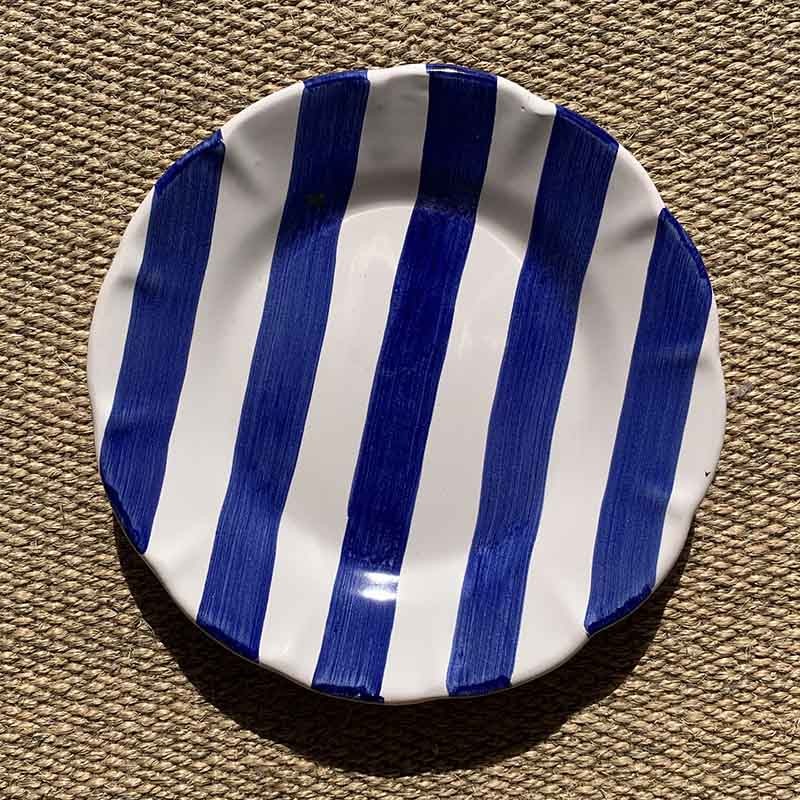 Assiette Rayure 16 cm Bleue