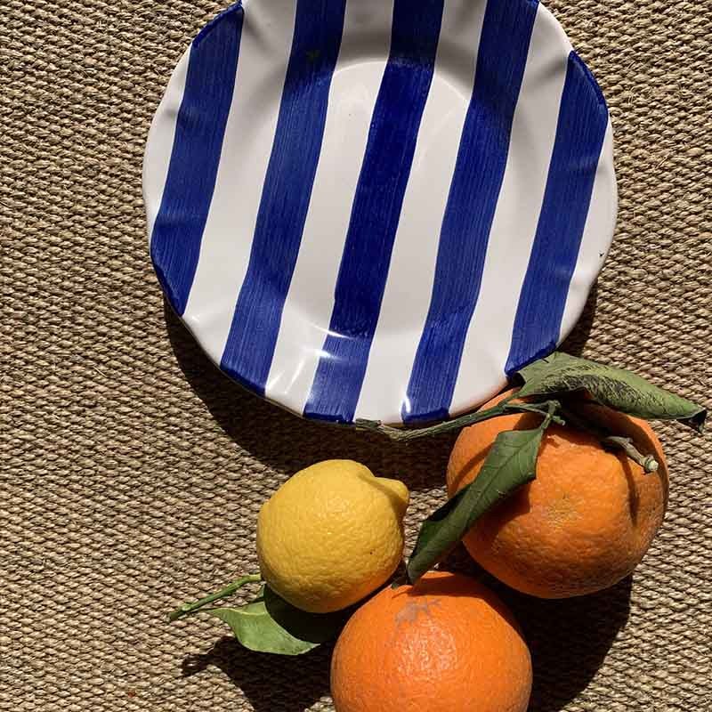 Assiette Rayure 16 cm Bleue