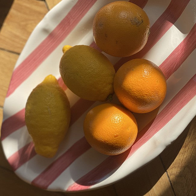 Turquoise Striped Oval Plate 35cm