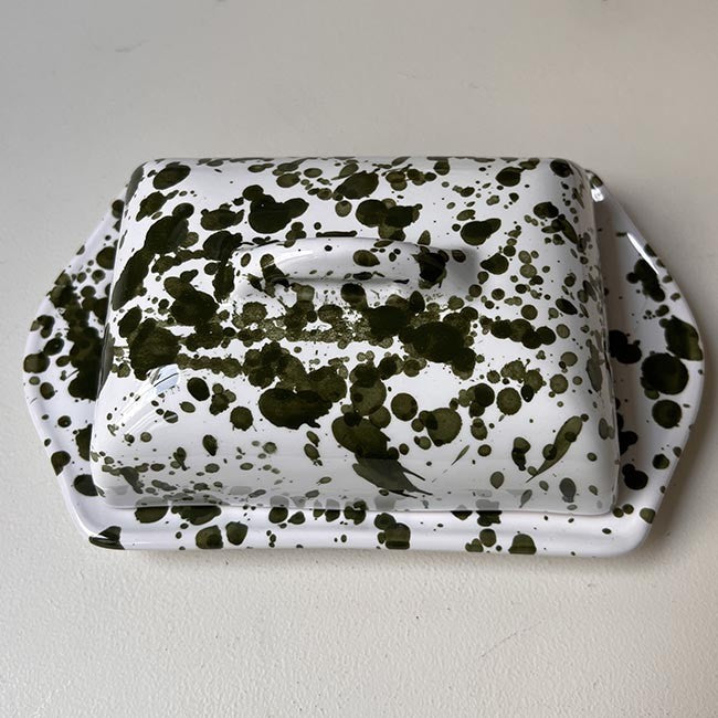 Large Green Points Butter Dish
