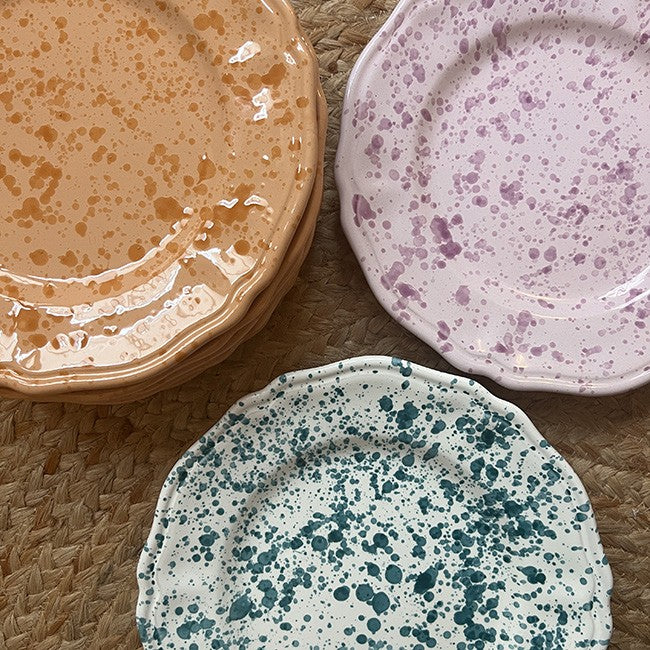 Assiette Points 25 cm Colorés Ocres