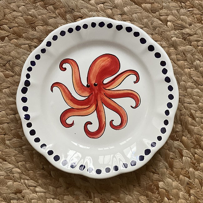 Estate Plate 25 cm Red Octopus