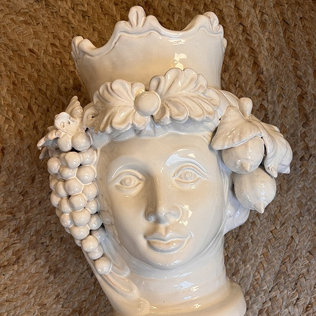 Grand vase Sicilien Femme Frutta Blanc