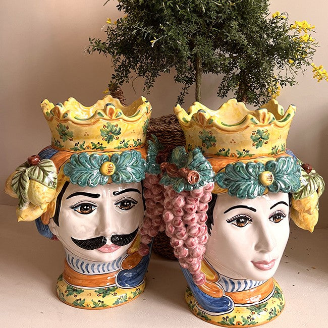 Large Sicilian fruit woman vase