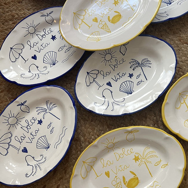 Plat ovale Dolce Vita Bleu 32 cm