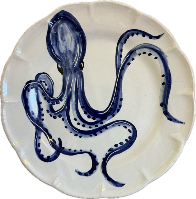 Assiette Mare 20 cm Poulpe Bleu