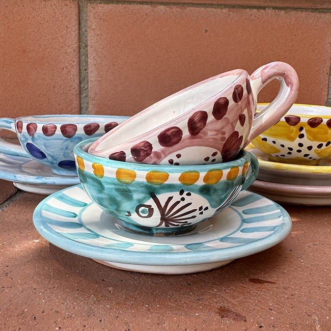 Tasse à Thé et sous-tasse Etoile de Mer Jaune