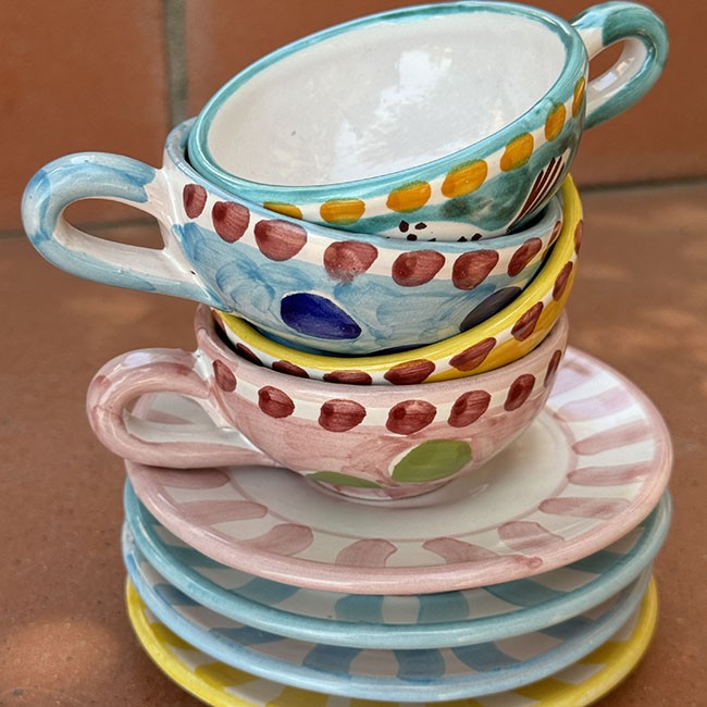 Tasse à Thé et sous-tasse Etoile de Mer Jaune