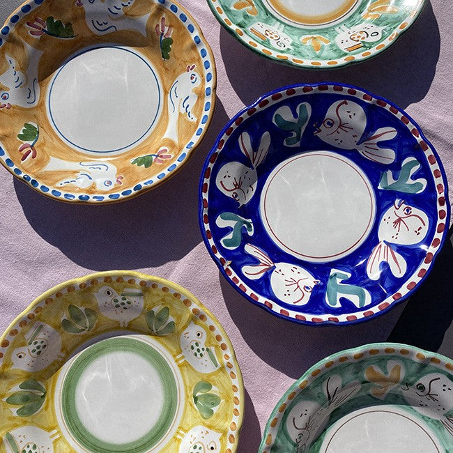 Assiette Amalfi Pasta 25 cm Poisson Jaune