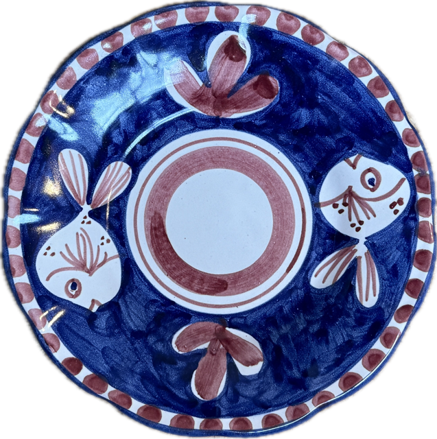 Amalfi Plate 16 cm Blue & Red Fish