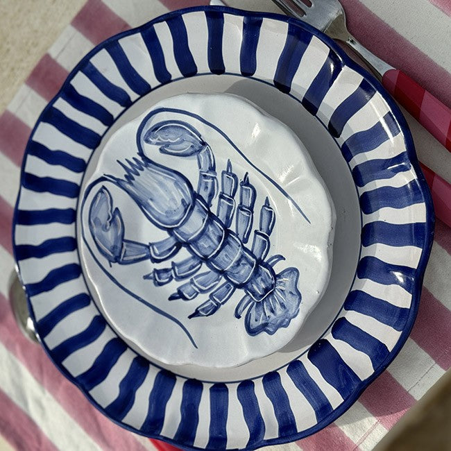 Assiette Sole 25 cm Rayure Bleu