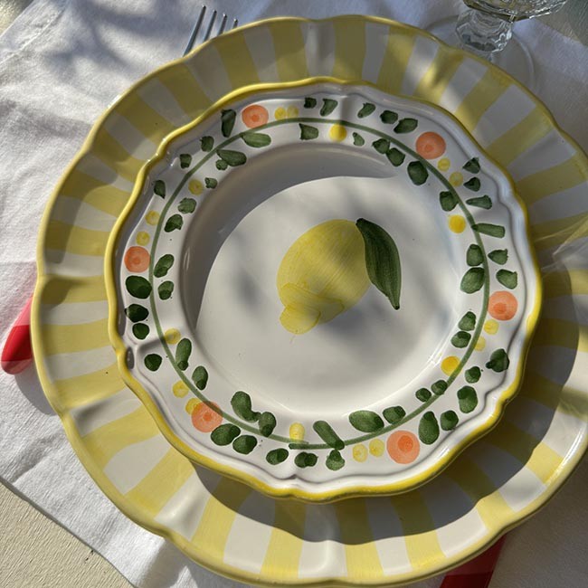 Assiette Sole 20 cm Rayure Jaune