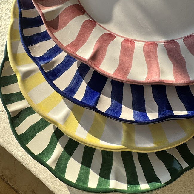 Assiette Sole 25 cm Rayure Bleu