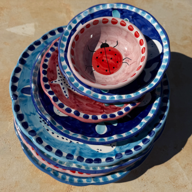 Amalfi Plate 16 cm Blue & Red Fish