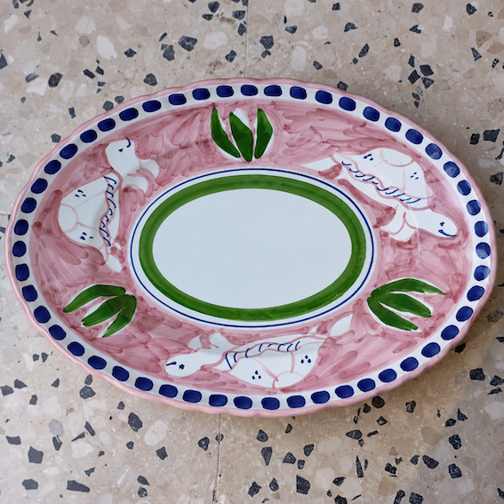 Amalfi Tortue rose plat ovale