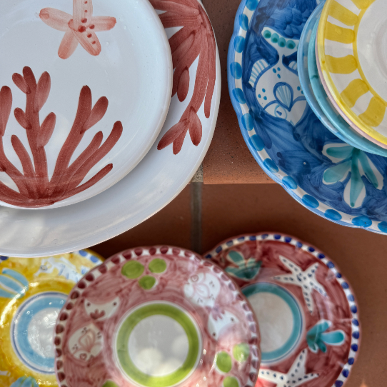 Assiette Amalfi Pasta 25 cm Autruche Bleues