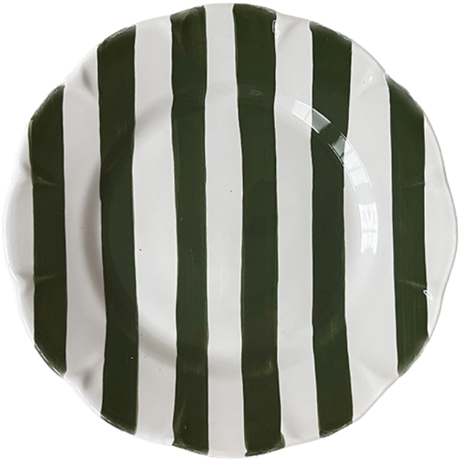 Assiette Rayure 21 cm Vert Olive
