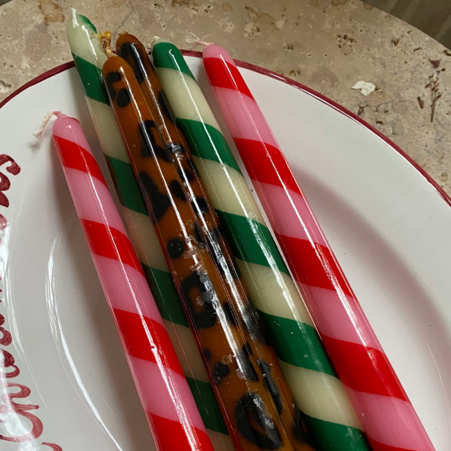 Lot de 2 Chandelles Leopards