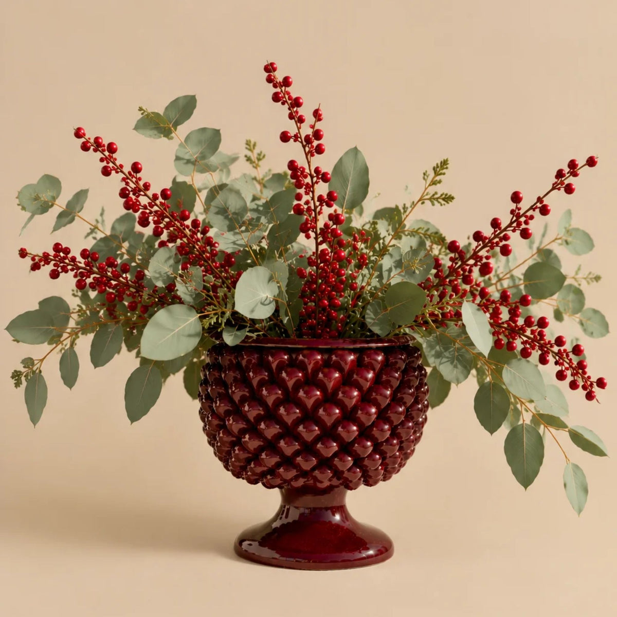Grand vase pigna bordeaux
