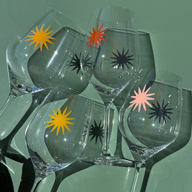 Lot De 4 Verres à Vin Pied Vert - Vintage, Occasion