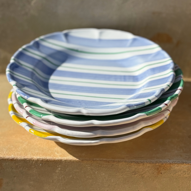 Assiette Pasta Rayures Bleues Lettini