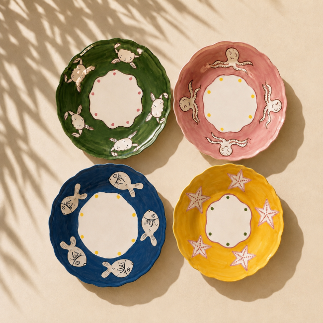Assiette Positano Pasta 24cm Crabe Vert