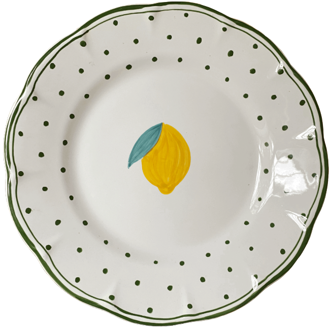 Plate 25cm Lemon Green Dots