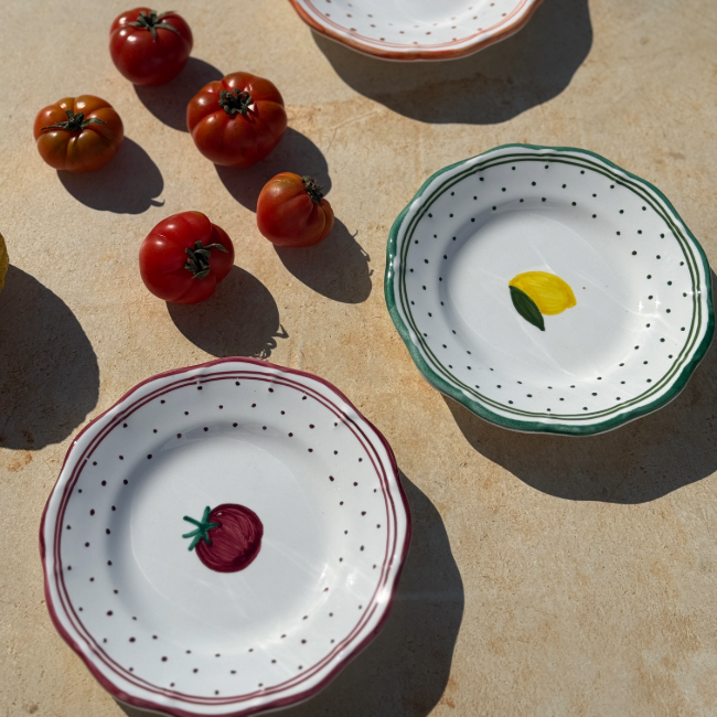 Assiette 25cm Plumetis Rouge Tomate
