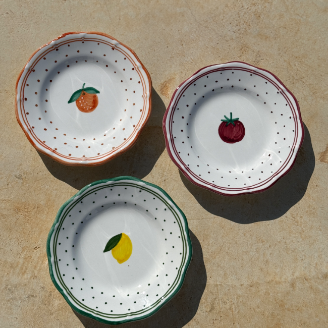 Assiette 25cm Plumetis Jaune Carciofo