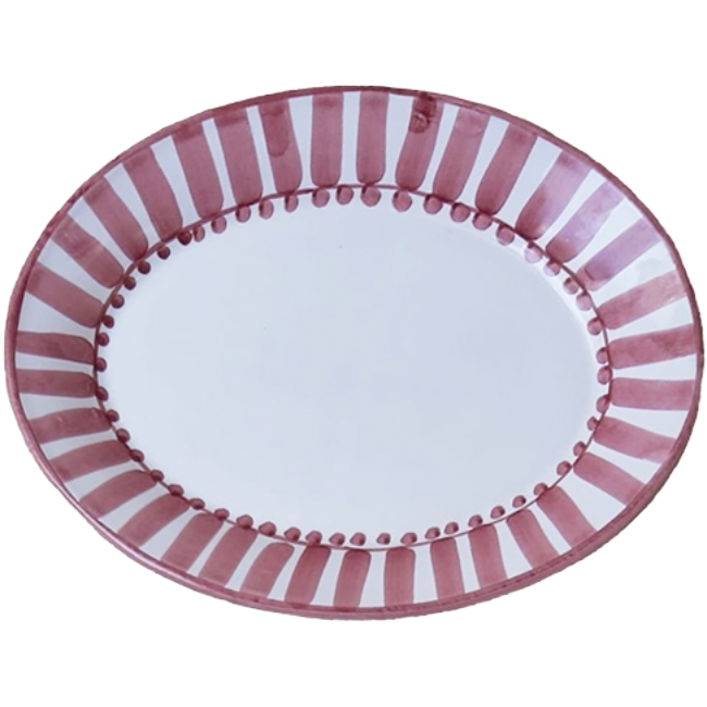 Plat Ovale Sole 30 cm Rayure Bordeaux