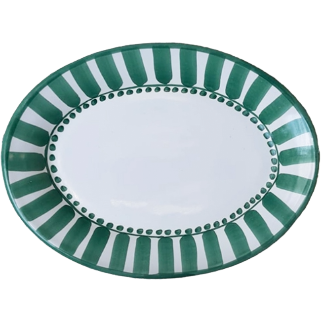 Plat Ovale Sole 30 cm Rayure Vert