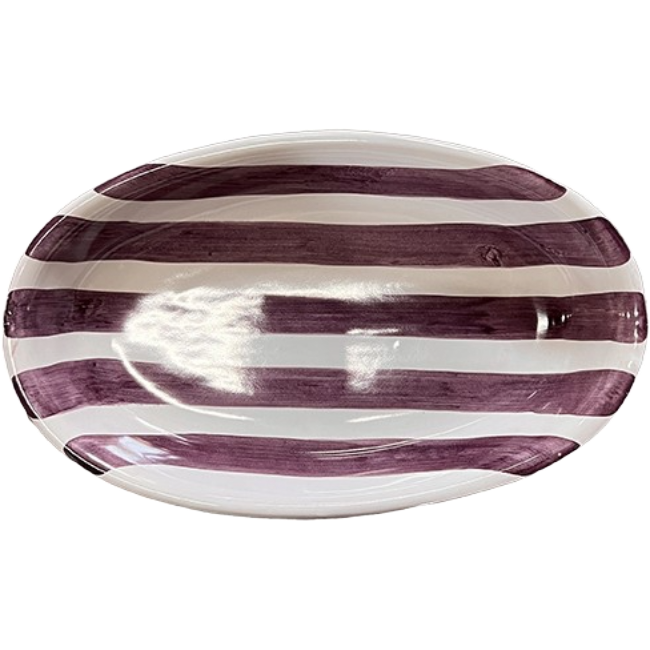 Oval Hollow Stripe Plate 25 cm Purple