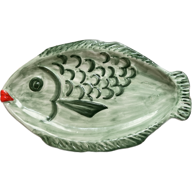 Green Fish Plate 35cm
