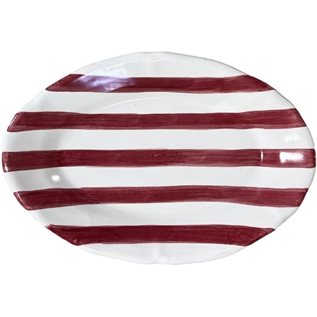Plat ovale Rayure 35cm Rouge