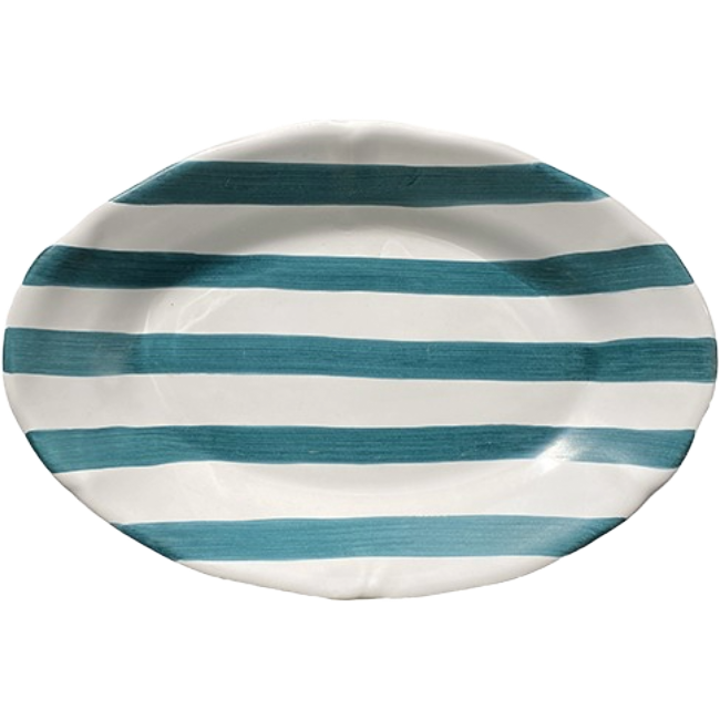 Plat ovale Rayure 35cm Vert
