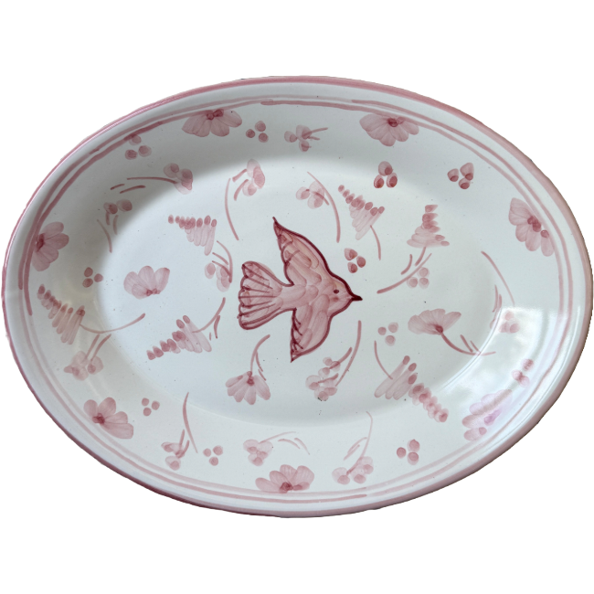 Plat Ovale Colomba Rose 30 cm