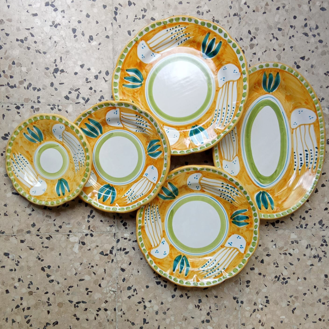Assiette Amalfi 20cm Méduse Jaune