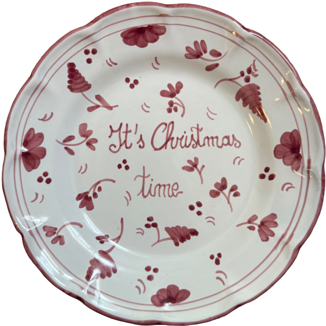 20 cm Plate It's Christmas Time Bordeaux