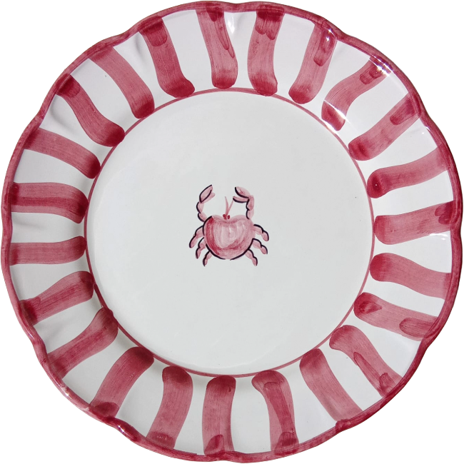 Assiette Capri 25 cm Bordeaux Crabe