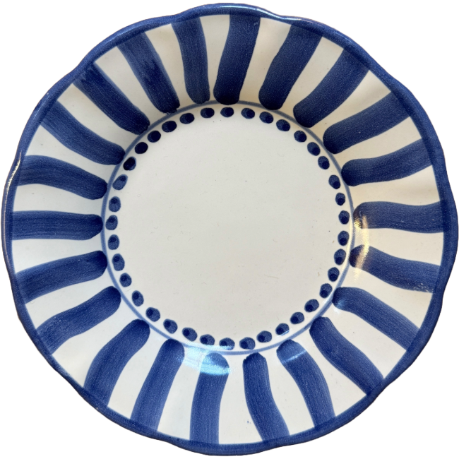 Assiette Sole 16 cm Rayure Bleu