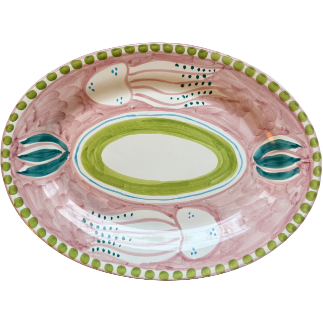 Plat Ovale 30cm Méduse Rose