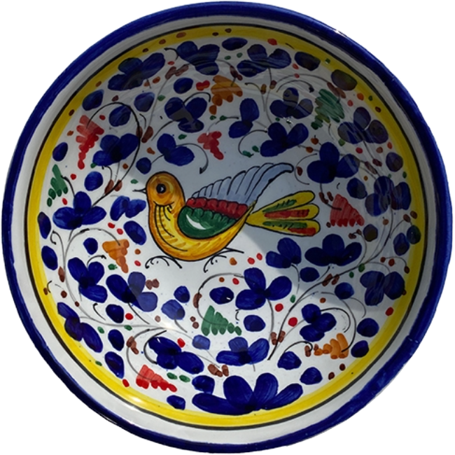 14 cm Bowl Bird Flowers Navy Blue