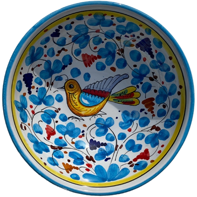 14 cm Bowl Bird Flowers Sky Blue