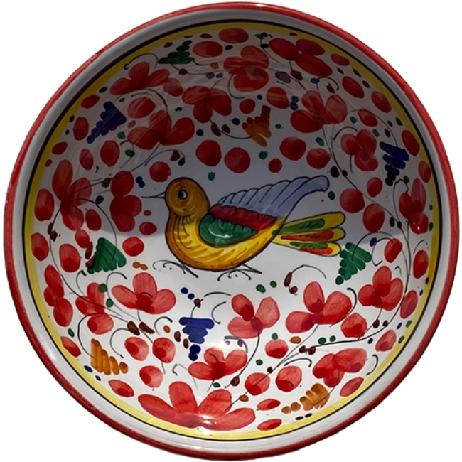 Bol 14 cm Oiseau Fleurs Rouge