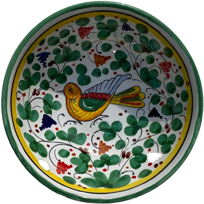 14 cm Bowl Bird Flowers Green