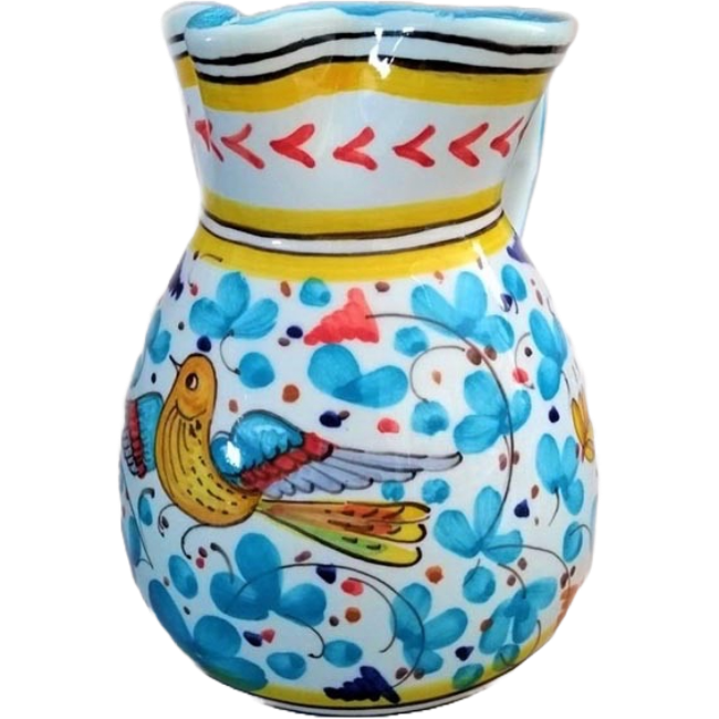 Carafe Oiseau Fleurs Turquoises