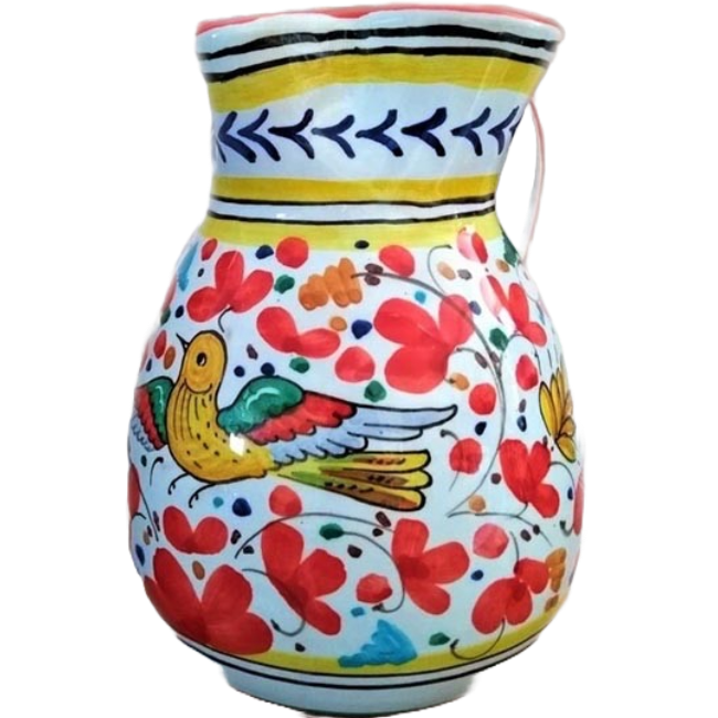 Carafe Oiseau Fleurs Rouge