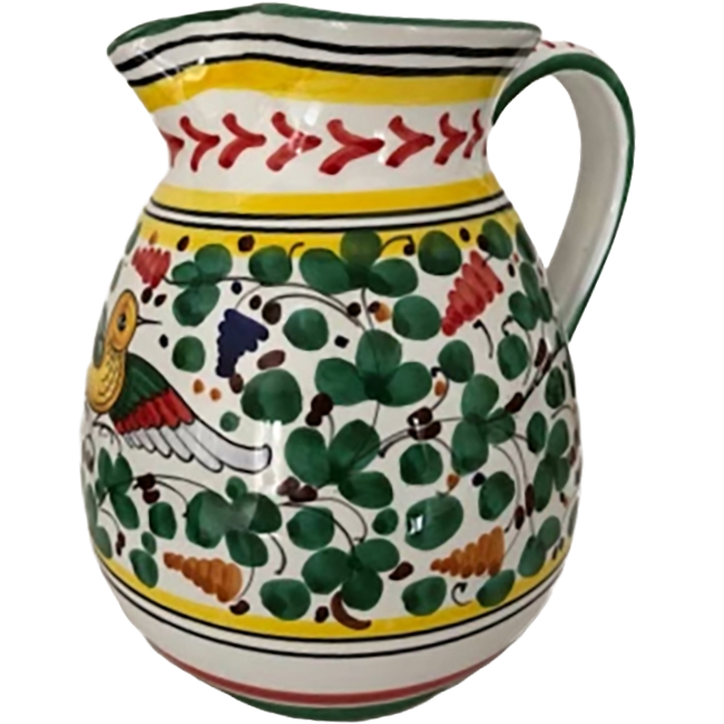 Carafe Oiseau Fleurs Vert