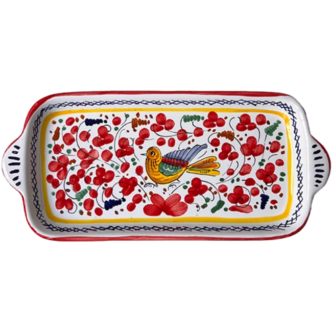 Plat 28 cm Oiseau Fleurs Rouge